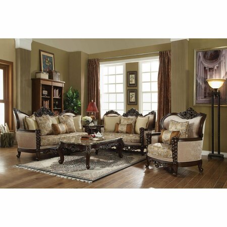 Homeroots 39 x 85 x 49 in. Fabric Dark Walnut Upholstery Wood Leg & Trim Sofa with 6 Pillows 348217